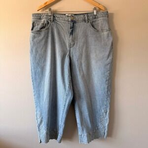 Lane Bryant Cropped Jeans Embroidered Lace 18